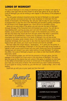 Lords Of Midnight (UK) (1985) box cover back